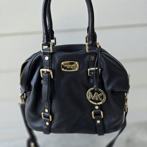 Michael Kors Black Satchel with Gold Accents